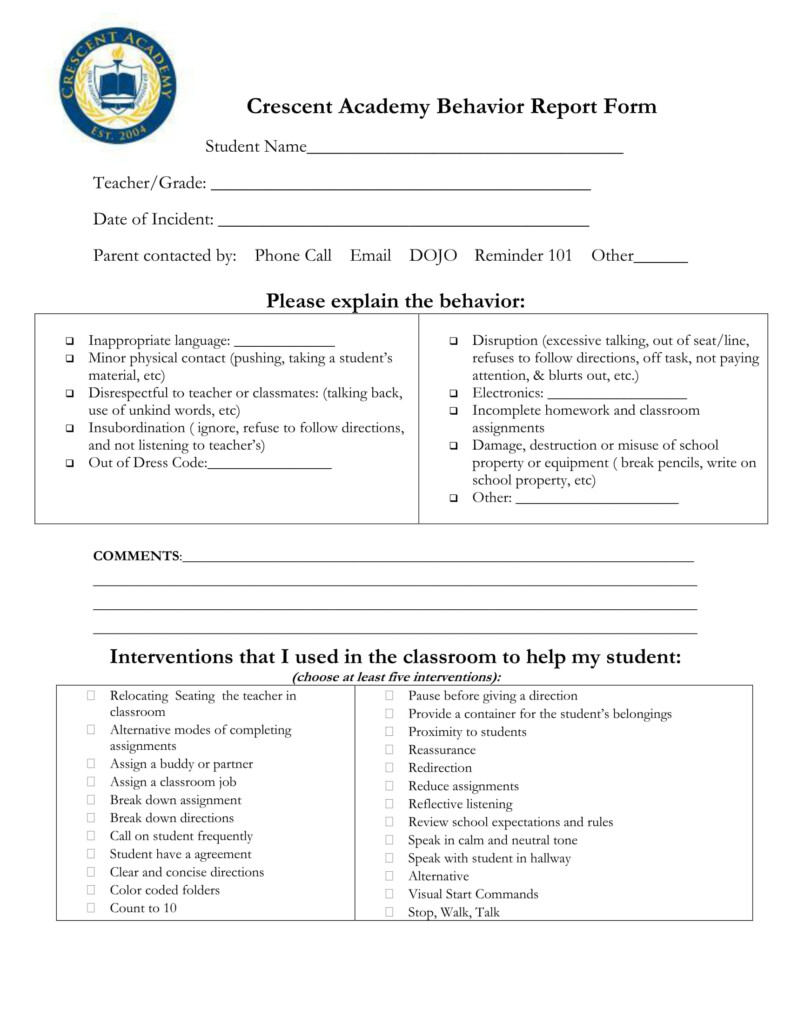 FREE 13 Behavior Report Forms In PDF