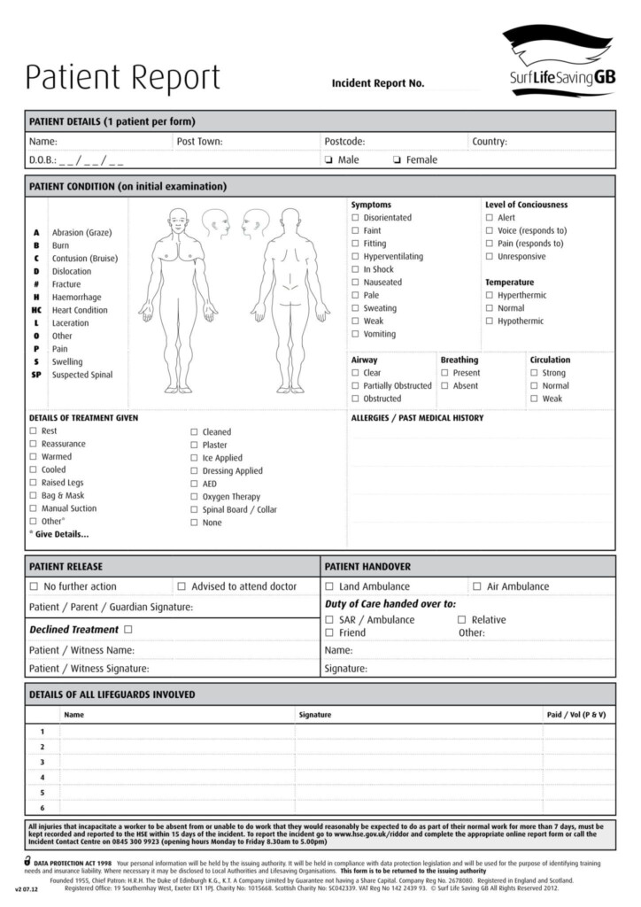 Free 14 Patient Report Forms In Pdf Ms Word With Regard To Accident 