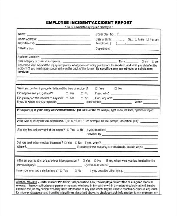 FREE 27 Sample Accident Report Forms In PDF