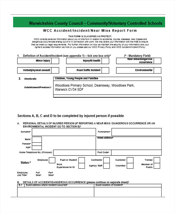 FREE 27 Sample Accident Report Forms In PDF