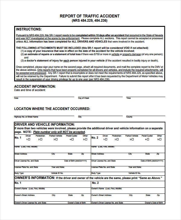 Sample Of Traffic Accident Investigation Report Form ReportForm