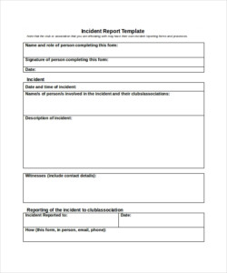 Free Sample Incident Report Form Templates - ReportForm.net