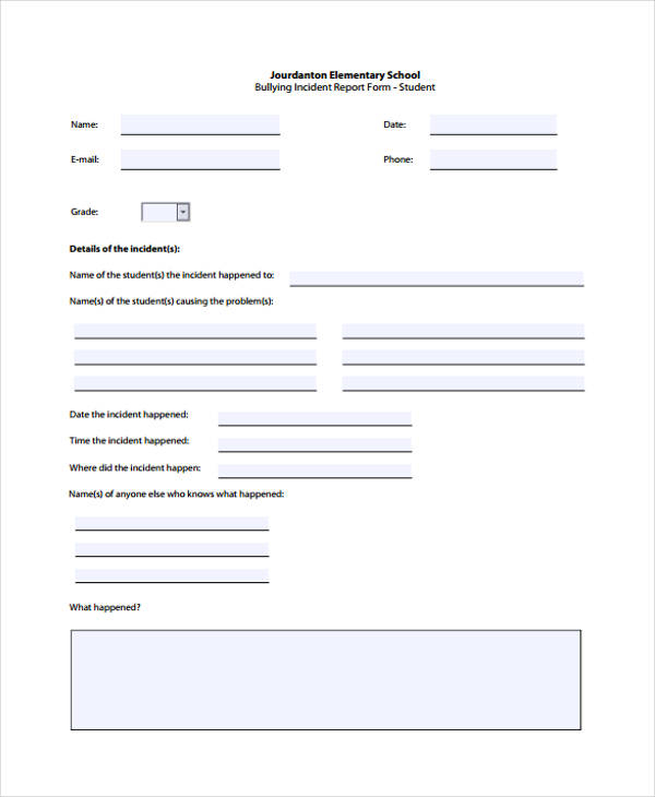 FREE 41 Sample Incident Report Forms In PDF Pages Excel MS Word