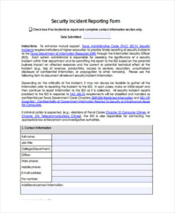 FREE 42 Incident Report Forms In PDF MS Word Excel