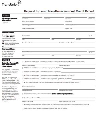 FREE 6 Credit Report Request Forms In PDF MS Word