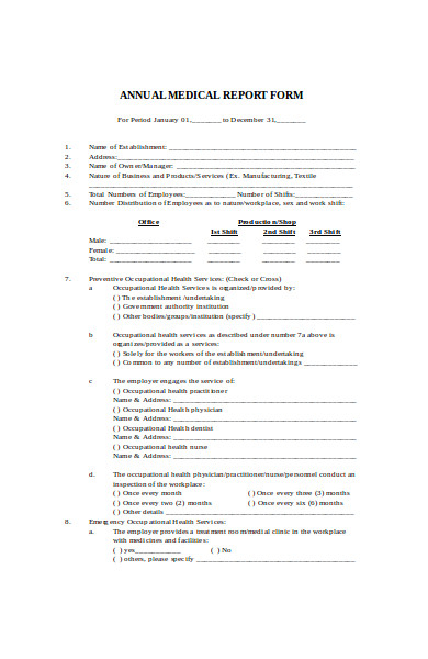 FREE 6 Sample Medical Report Forms In MS Word PDF