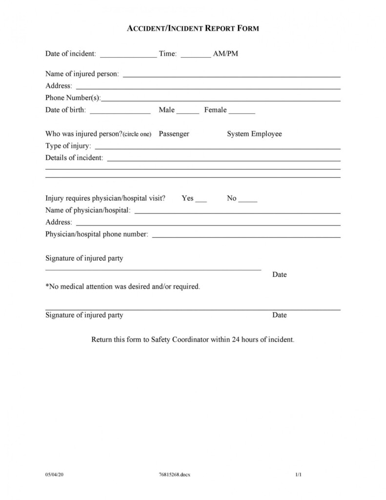 Free 60 Incident Report Template Employee Police Generic Injury Report 