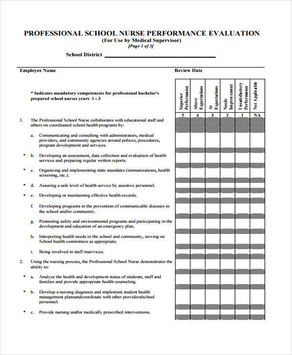 FREE 8 Nurse Evaluation Forms In PDF MS Word