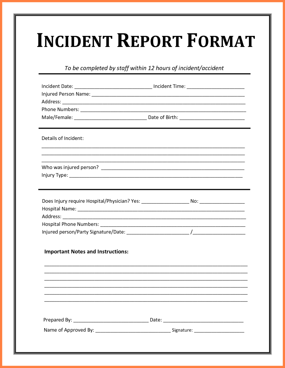 Free Printable Incident Report Form Free Printable - ReportForm.net