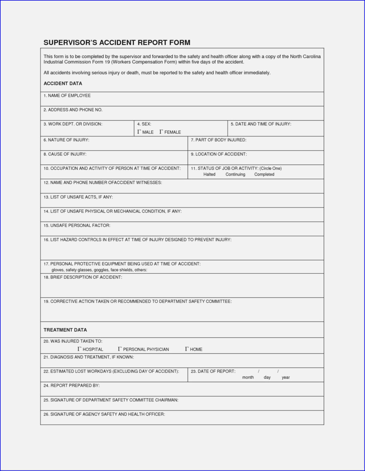 Free Printable Workplace Accident Report Form Template Resume Reportform Net