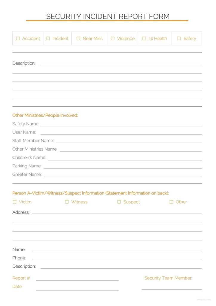 Free Security Incident Report Incident Report Incident Report Form 