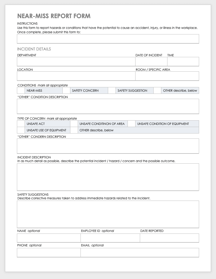 Accident Near Miss Report Form ReportForm