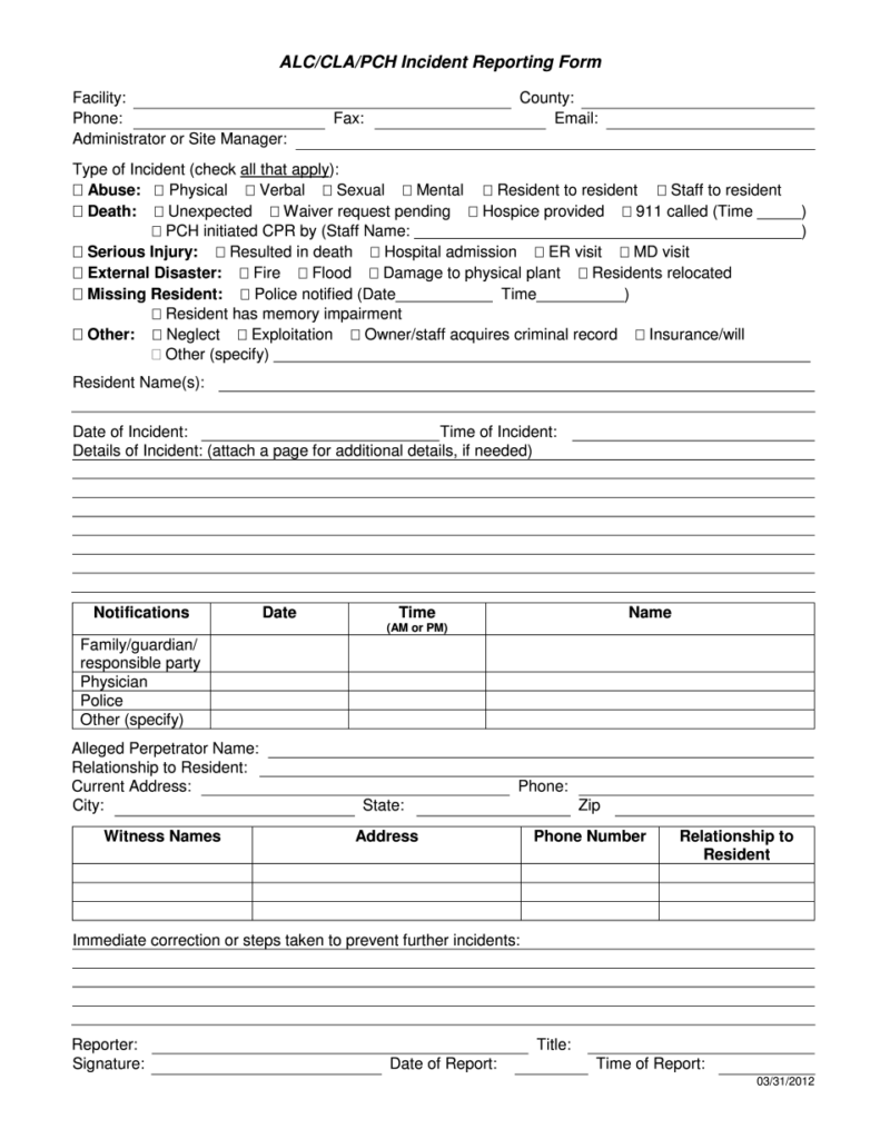 Georgia Facility Incident Report Fill Online Printable Fillable 