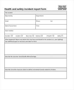 Health And Safety Incident Report Form Template 9 Di 2020 Dengan Gambar