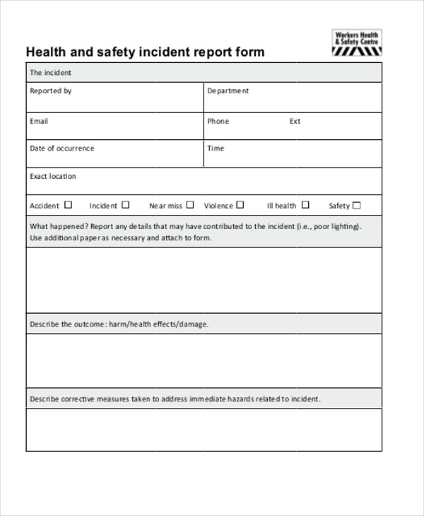 Health And Safety Incident Report Form Template 9 Di 2020 Dengan Gambar 