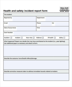 Health And Safety Incident Report Form Template 9 TEMPLATES EXAMPLE