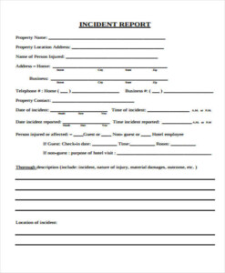 Hotel Incident Report Sample PDF Template