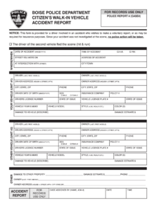 ID Boise Police Department Citizens Walk In Vehicle Accident Report