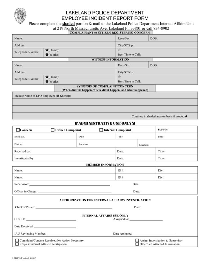 Identity Theft Police Report Form Best Of Police Incident Inside Police 