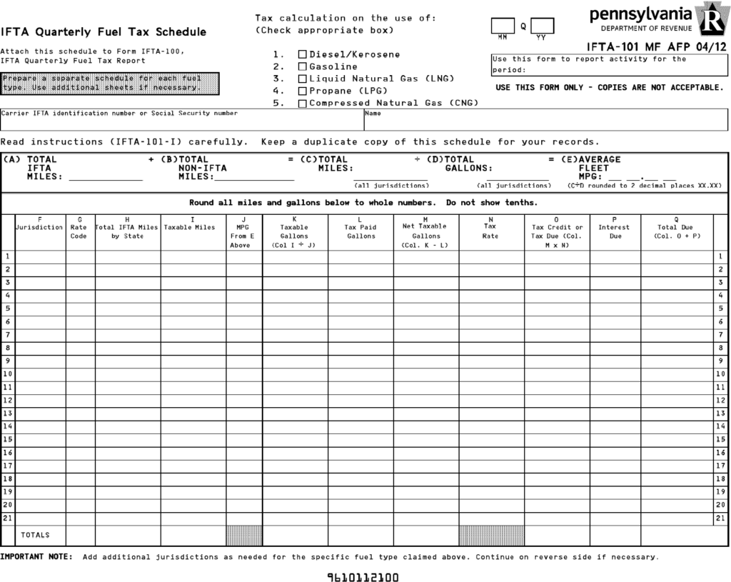 IFTA 101 IFTA Quarterly Fuel Tax Schedule Free Download