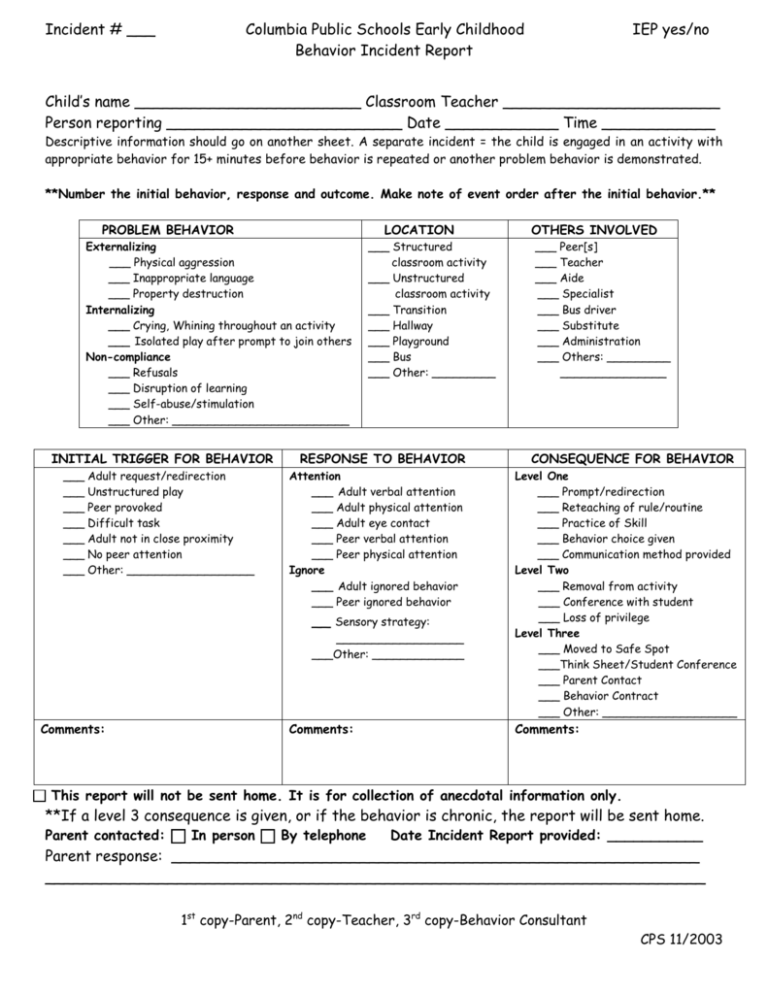 Incident Report Form - ReportForm.net