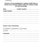 Incident Report Form Child Care Incident Form Daycare Forms School