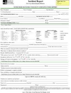 Incident Report Form For Accident Injury Illness Northern Michigan