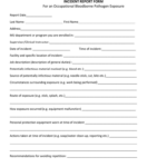 INCIDENT REPORT FORM For An Occupational Bloodborne Pathogen Exposure