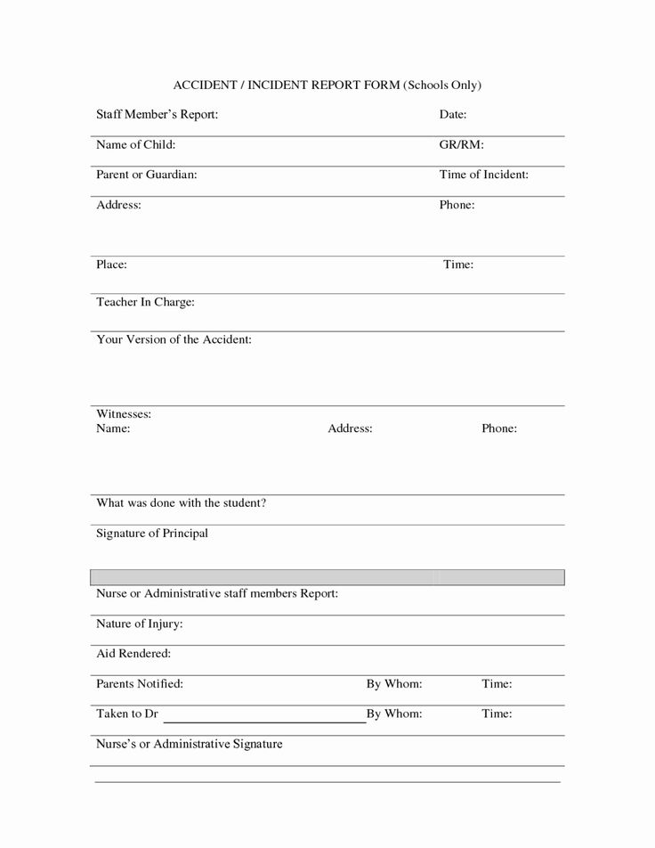 Incident Report Form Medical Pdf School Word Template For Intended For 
