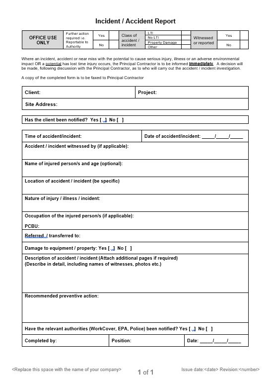 Incident Report Form Template Qld 8 PROFESSIONAL TEMPLATES 