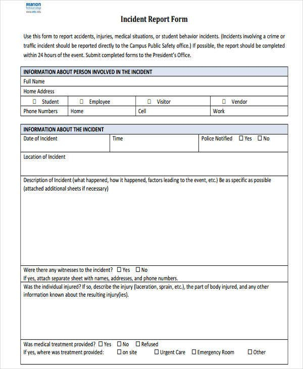 Incident Report Template Microsoft Database