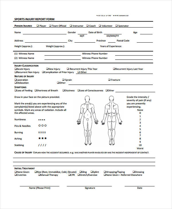 Injury Report Form FREE DOWNLOAD Freemium Templates