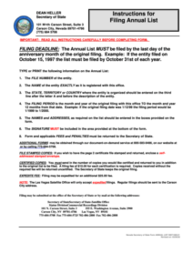 Instructions For Filing Annual List Form Nevada Secretary Of State