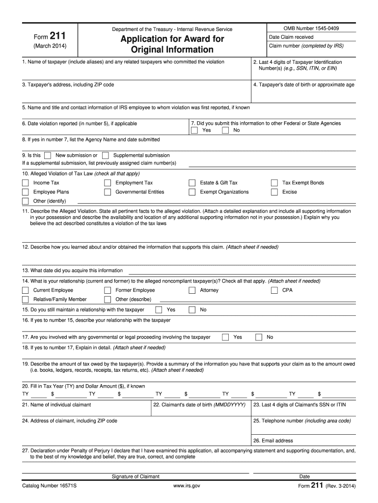 Irs Form 211 Fill Out And Sign Printable PDF Template SignNow