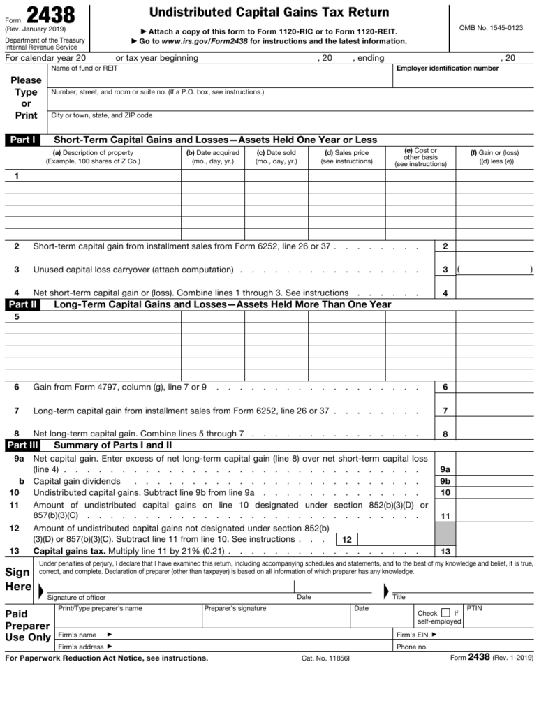 IRS Form 2438 Download Fillable PDF Or Fill Online Undistributed 