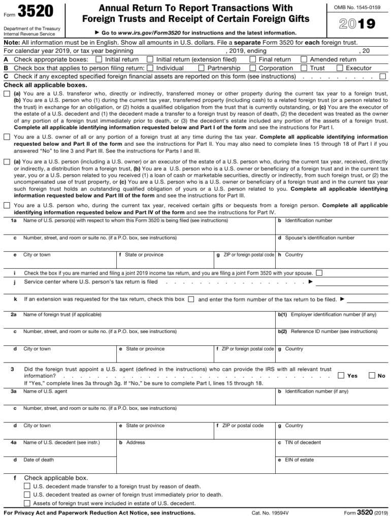 IRS Form 3520 Download Fillable PDF Or Fill Online Annual Return To 