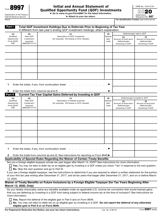 IRS Form 8997 Download Fillable PDF Or Fill Online Initial And Annual