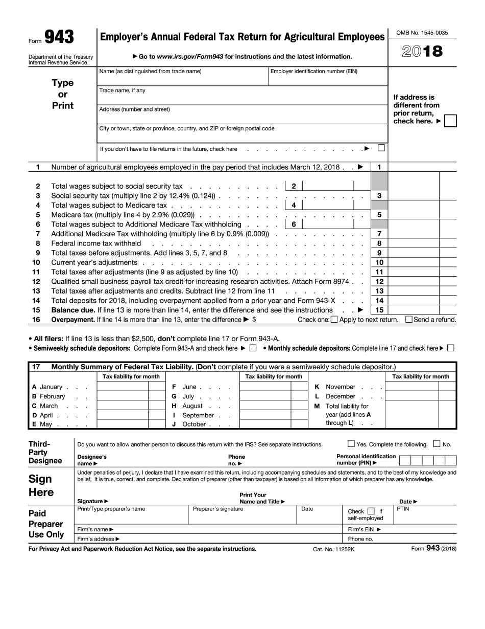 IRS Form 943 Complete PDF Tenplate Online In PDF