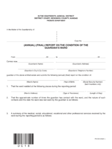 Kansas Guardianship Annual Report Form Fill Online Printable