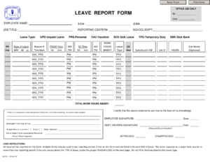 Leave Report Form District School Board Of The Collier County