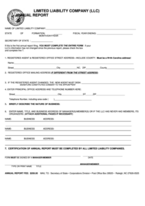 Llc Annual Report Form North Carolina Secretary Of State Printable