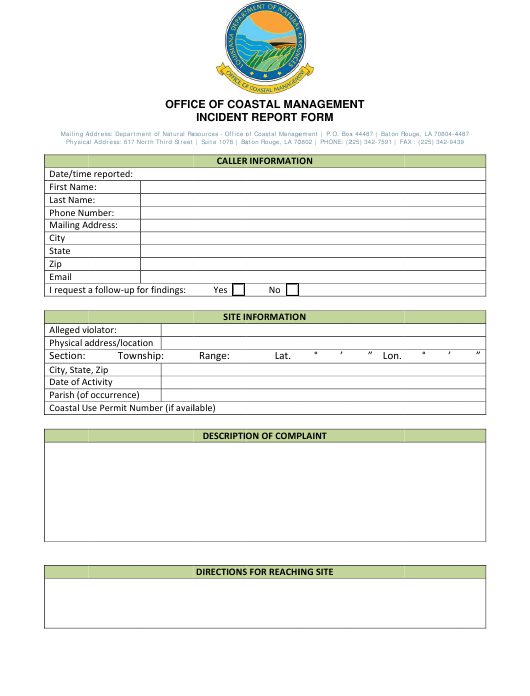 Louisiana Incident Report Form Download Fillable PDF Templateroller