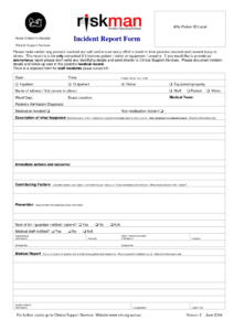 Medical Incident Report Form Template Regarding Patient Report Form