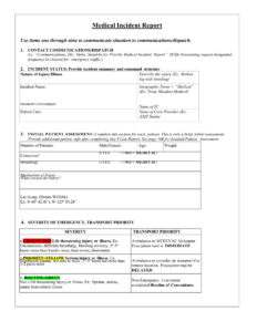 Medical Incident Report Templates At Allbusinesstemplates