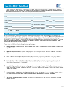 Mohave State Bank New Hire EEO 1 Data Sheet 2007 Fill And Sign