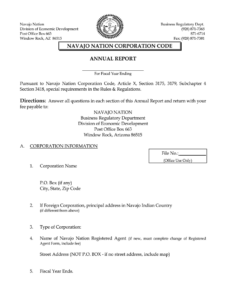 Navajo Nation Corporation Code Annual Report Fill Out And Sign