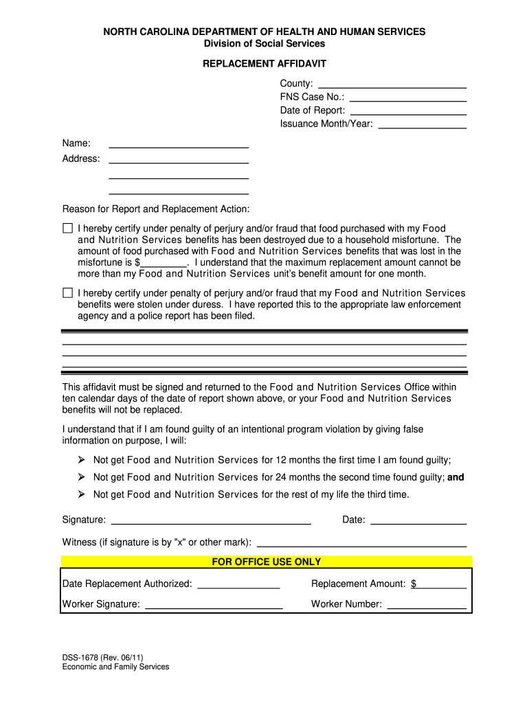 NC DSS 1678 2011 Fill And Sign Printable Template Online US Legal Forms