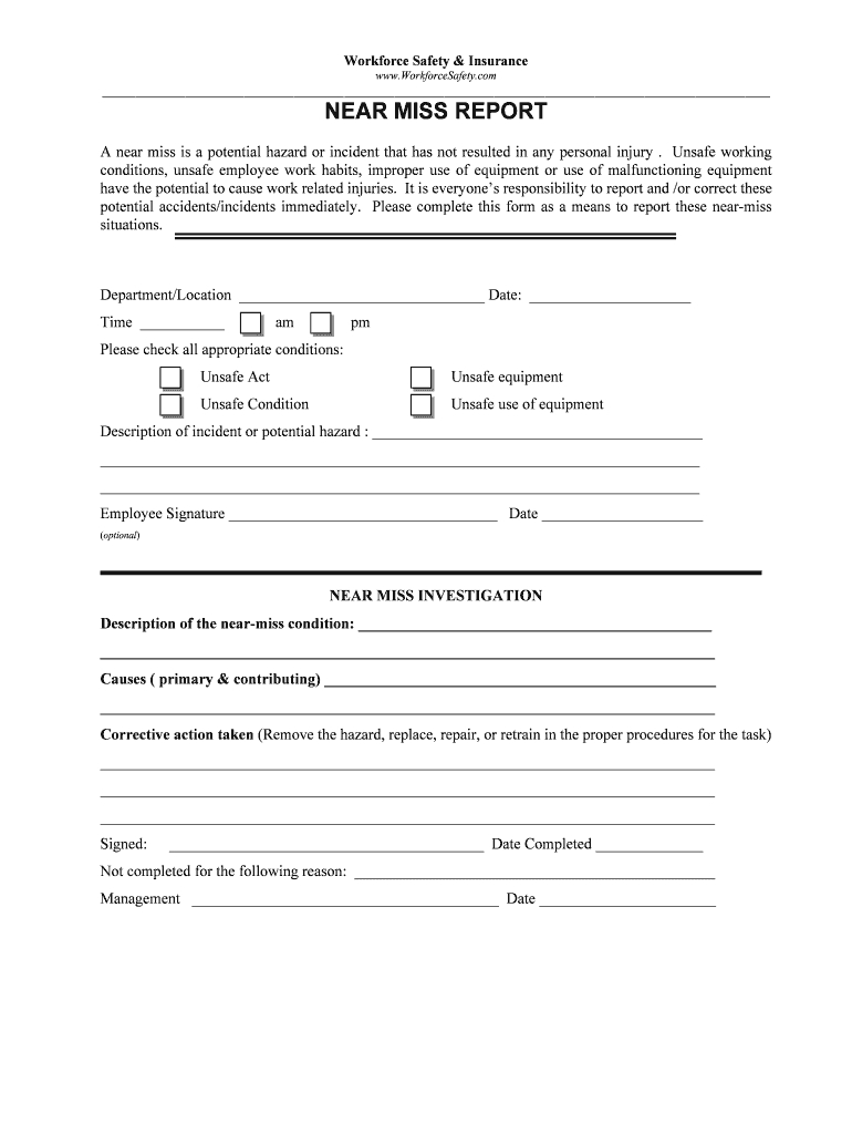 Near Miss Reporting Form Fill Online Printable Fillable For Near 