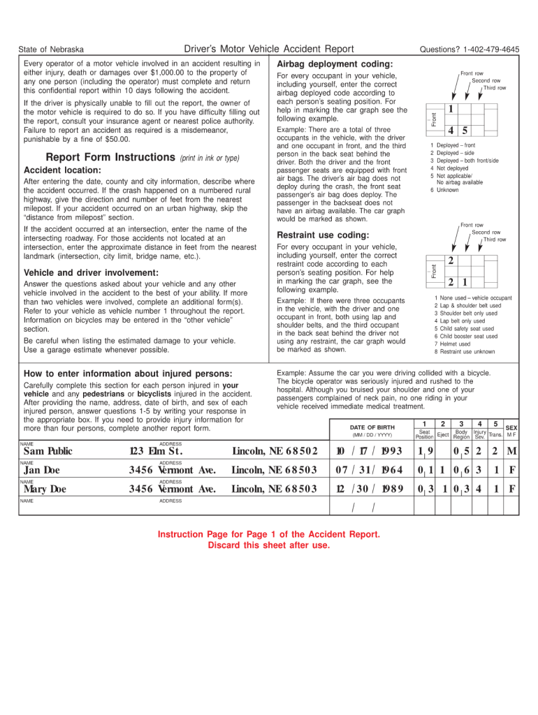 Nebrasksa State Accident Report To Print Fill Online Printable