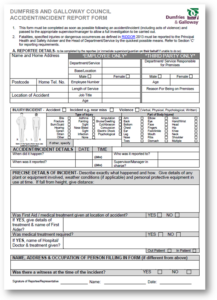 New Council Accident Incident Report Form Unison Dumfries